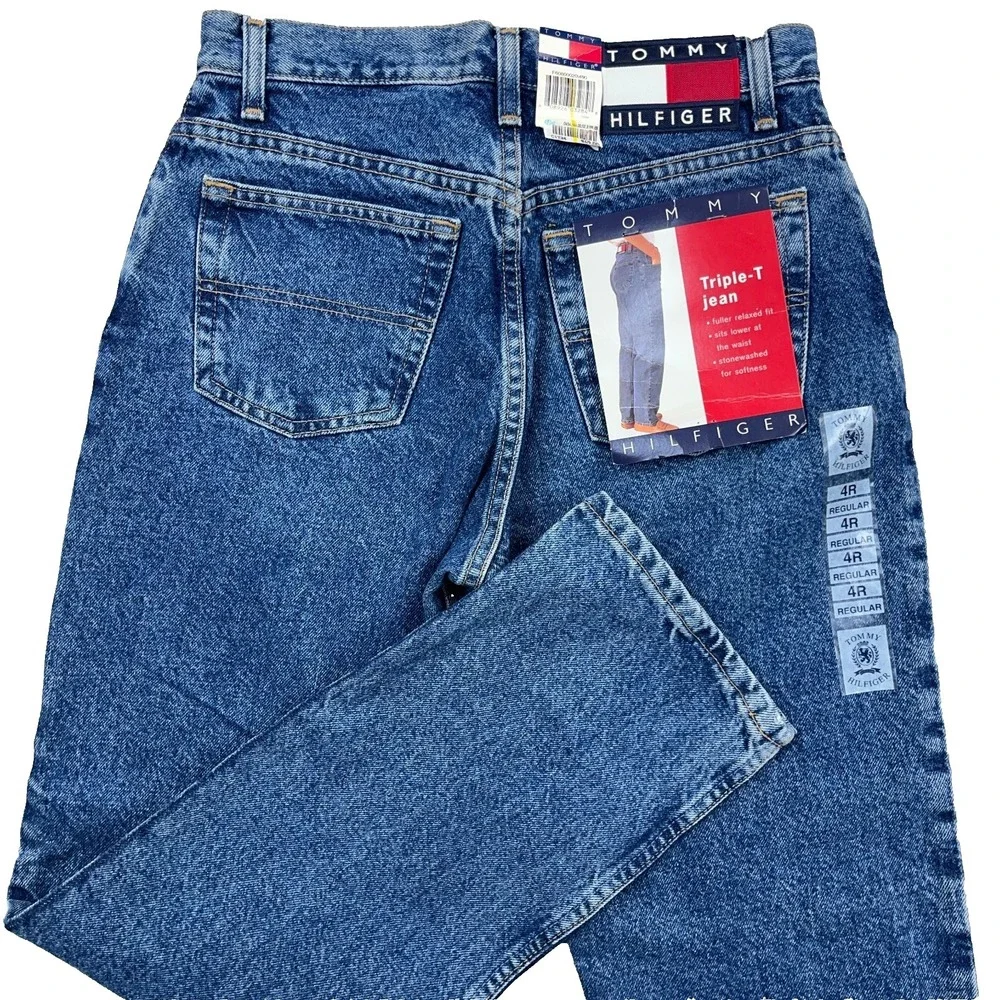 Vintage Tommy Hilfiger Jeans Women 4 Relaxed Fit Straight Baggy 90s Deadstock